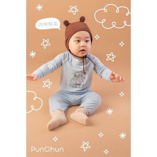 Punchun bộ dài tay raglan Punchun cho bé AW22D05