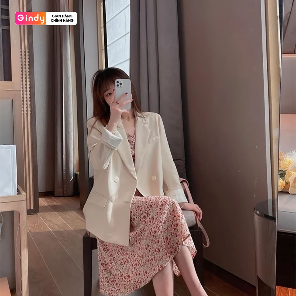 Áo khoác blazer nữ GINDY blazer vest sang chảnh 2 lớp vai có đệm vai thời trang thu đông A025