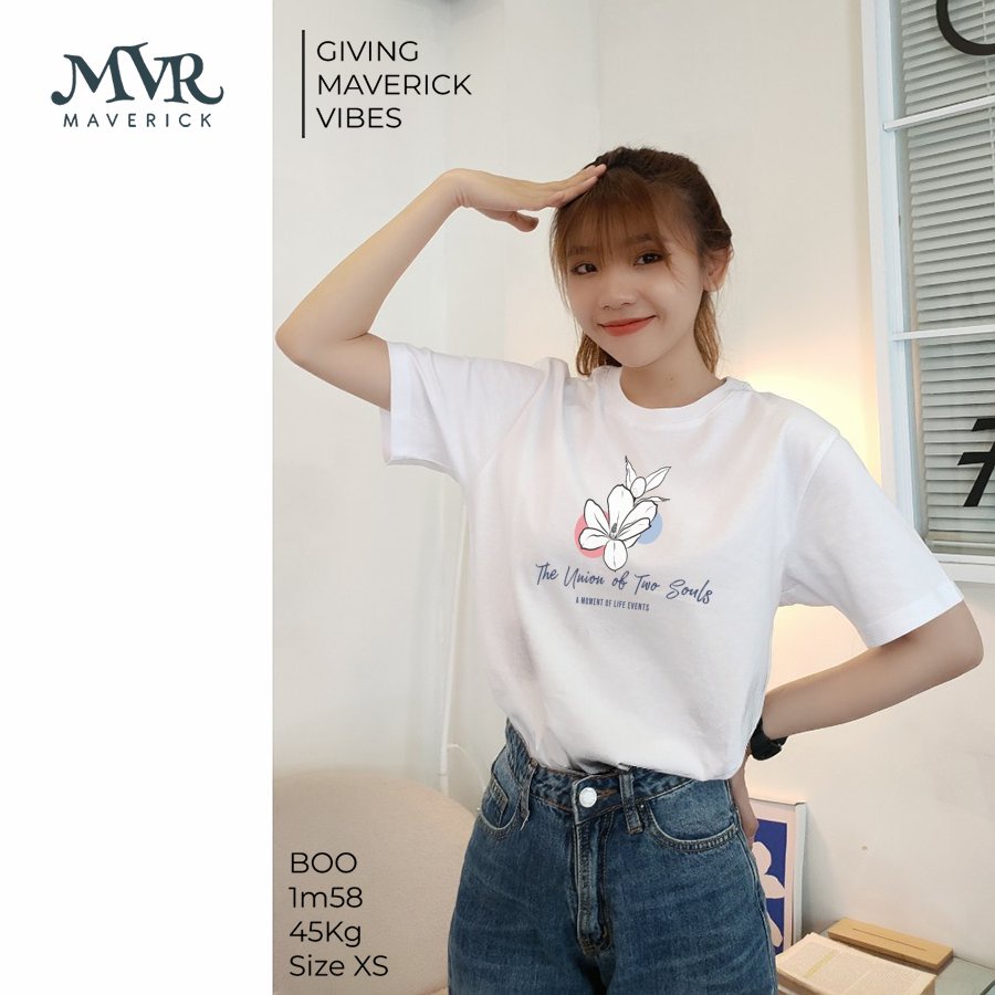 Ao thun unisex Khoảnh khắc của cuộc sống MVR size rộng tee Mỹ KK4065