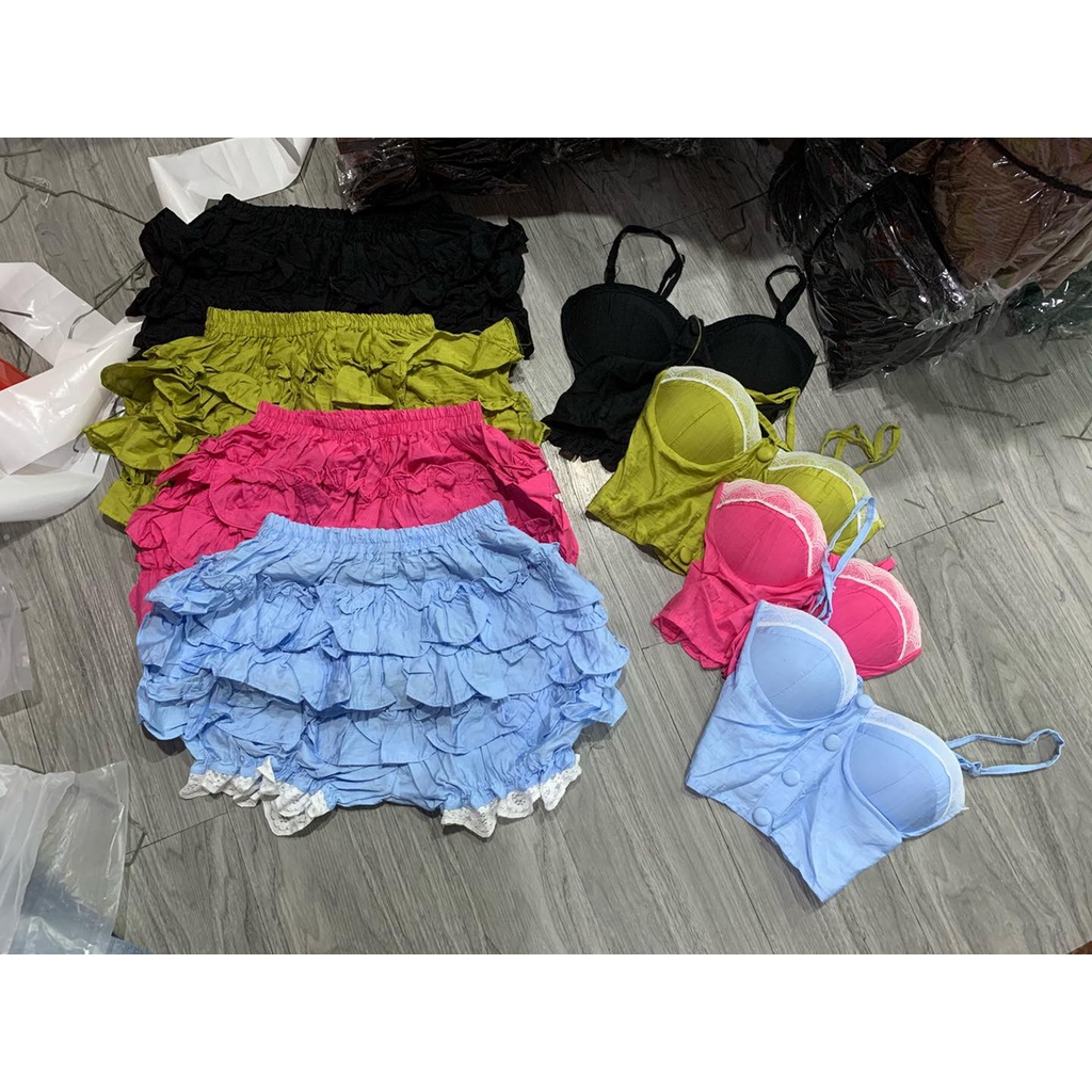 set 2 dây cúp ngực kèm short tầng phồng