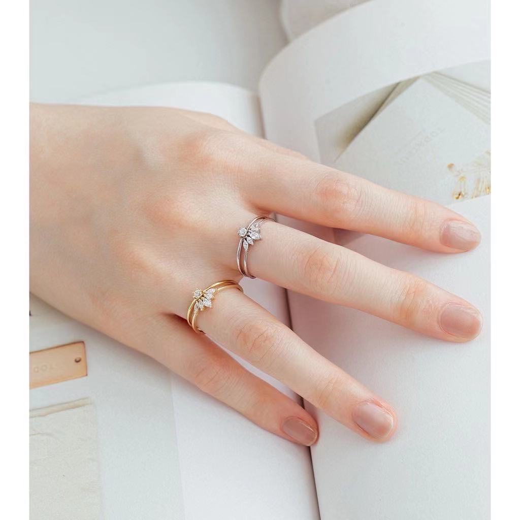 Nhẫn bạc nữ bạc 925 combo 2 chiếc mix thành họa tiết đẹp