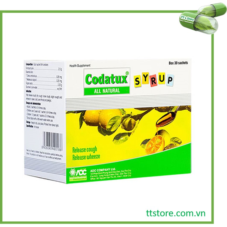 Codatux Syrup [Hộp 30 gói] - Siro codatux hỗ trợ giảm ho, long đờm cho bé