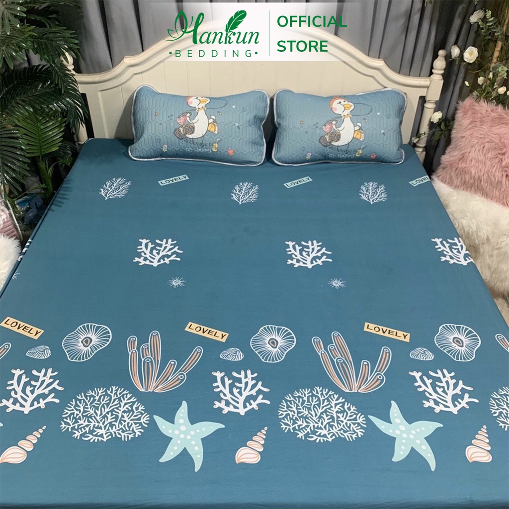 Bộ ga gối cotton chống thấm nano Hankun  cao cấp thoáng mát, không bí
