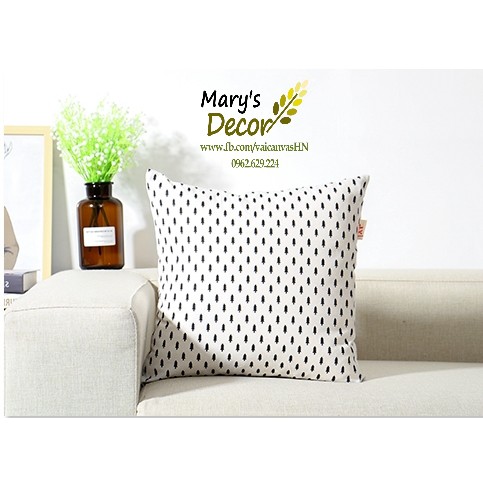 Gối tựa sofa Mary Decor - họa tiết Thông đen nền trắng G-D02