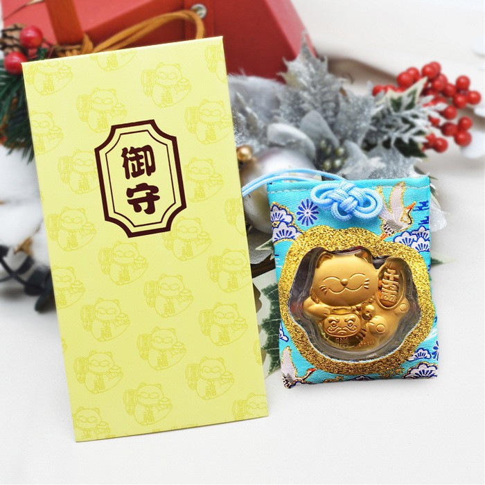 Bao lì xì vàng Mèo Thần Tài chiêu tài mạ vàng 24k may mắn tài lộc LX045 - ĐQMP
