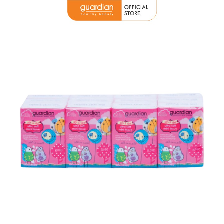 Khăn giấy bỏ túi Guardian siêu mềm 3 lớp hương Hoa Hồng 12x10 miếng