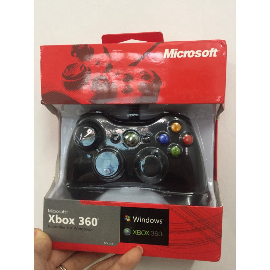 Tay cầm Chơi Game Microsoft Xbox 360 Full box Có Rung Có Dây Dùng Cho PC, Laptop chơi full skill FO4, FO3 MG08