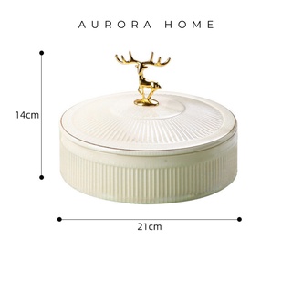 Khay đựng bánh mứt có nắp bằng sứ cao cấp | Aurora Home