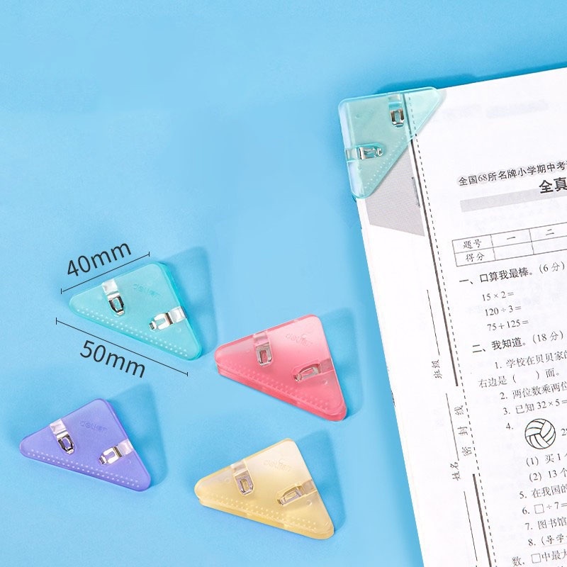 Bộ 4 Kẹp Giấy Hình Tam Giác Bằng Nhựa Màu Sắc Ngọt Ngào Tiện Dụng