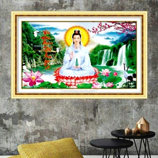 Tranh thêu chữ thập Phật Quan Âm 59*40cm LV3250 - tự thêu