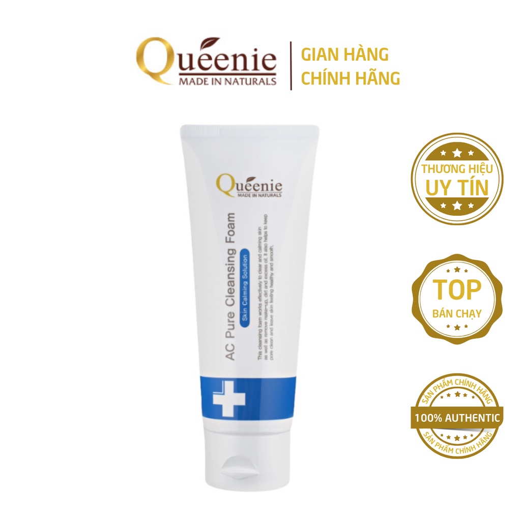 Sữa Rửa Mặt Queenie AC Pure Dưỡng Trắng Kiềm Dầu Cho Da Mụn Da Nhạy Cảm 100ml
