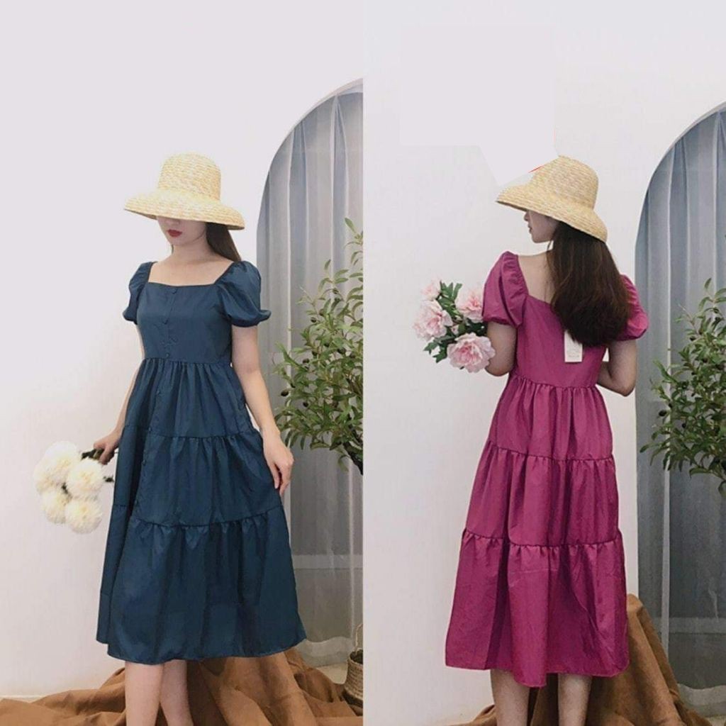 Đầm bầu thời trang thiết kế MB145 chất lụa hàn freesize từ 45 đến 70kg