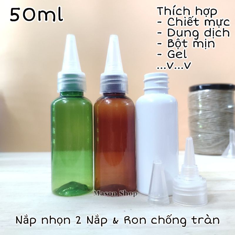 LỌ CHIẾT MỸ PHẨM XỊT PHUN SƯƠNG/NẮP BẬT NHẤN/NHỌN 50ml/100ml VỎ BÌNH CHAI NHỰA PET TRẮNG/NÂU/XANH LÁ dạng VÒI XỊT