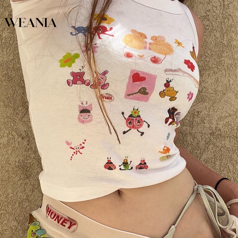 Áo Tank Top In Họa Tiết Dễ Thương Thời Trang Cho Nữ