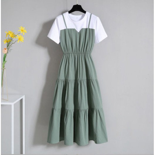 [MUA 2 TẶNG 1] - Váy Yếm Chiết Eo Chun Xếp Tầng Tiêu Thư - Hàng có sẵn tại Hà Nội - Đủ màu, đủ size