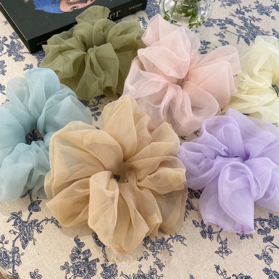 Dây cột tóc co giãn phối lụa satin màu trơn thời trang cho phái nữ