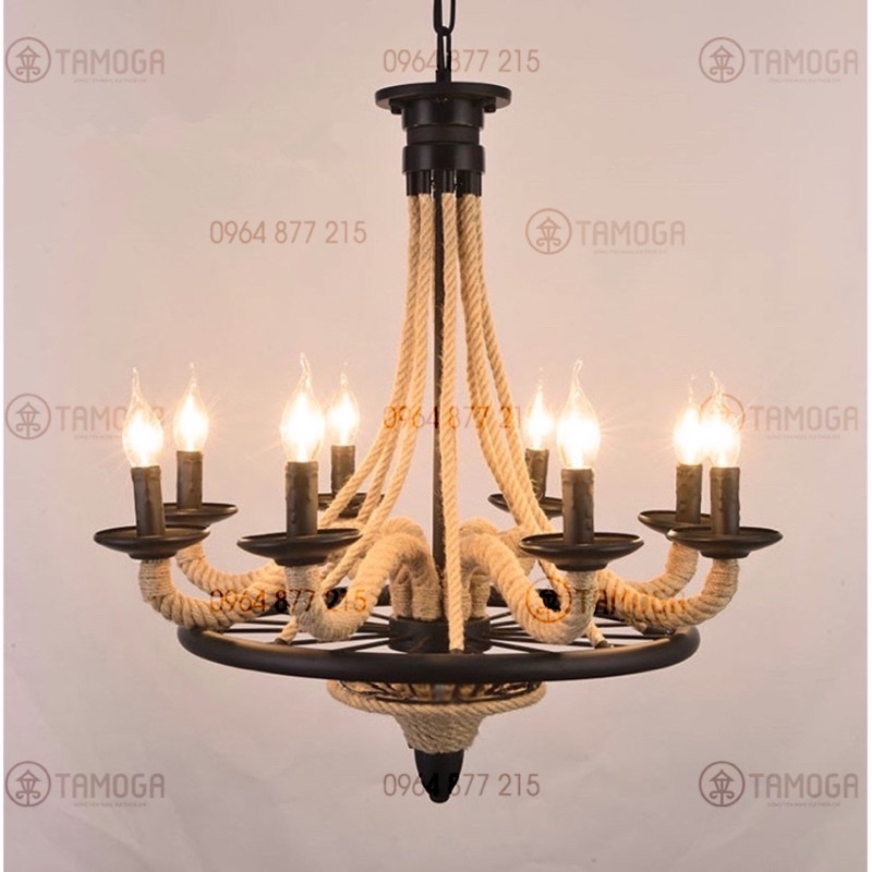 Đèn trần trang trí, đèn trần phòng khách dây thừng HAPOVA GANA 0984 + Kèm bóng led chuyên dụng