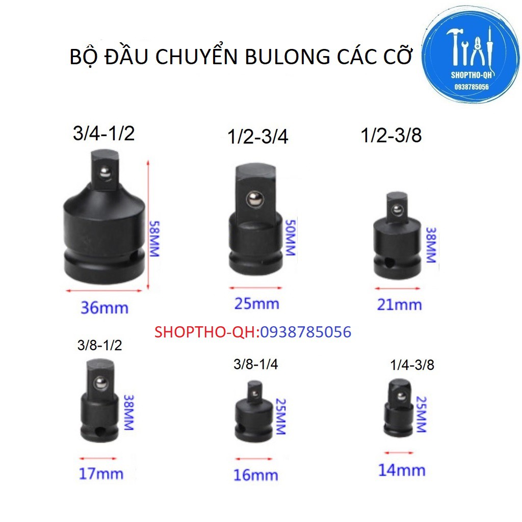 BỘ ĐẦU CHUYỂN BULONG CÁC CỠ.