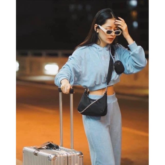 Túi xách nữ dáng PRDA Tặng kèm ví nhỏ xinh màu đen , trắng79K,FREESHIP,hàng QC