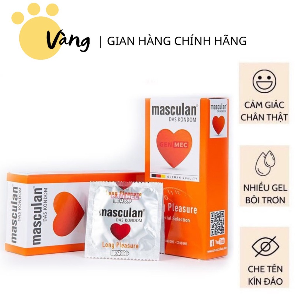 Bao Cao Su Gân Gai Kéo Dài Thời Gian Masculan Long Pleasure 5in1 Hộp 10 Bao