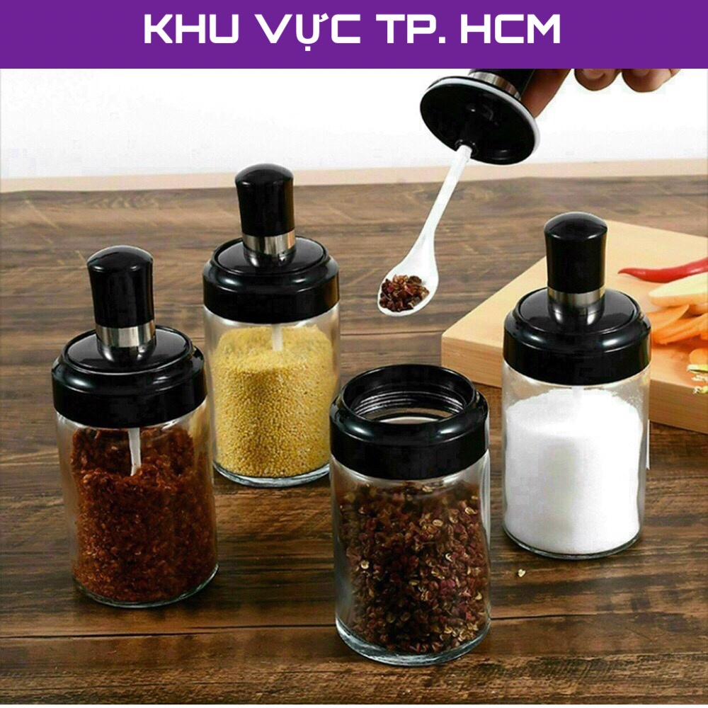 Hũ Đựng Gia Vị, Lọ Đựng Gia Vị Kèm Muỗng, Thìa - Dung Tích 250Ml