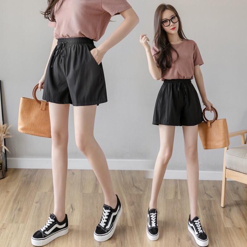 Quần short đùi nữ chất đũi mặc mùa hè siêu mát