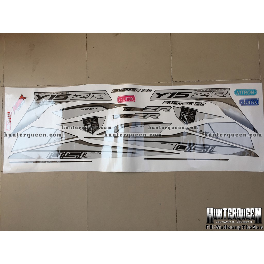 Tem rời xe Exciter 150, dán xe đen. Chất lượng, độ bền cao, Y15ZR