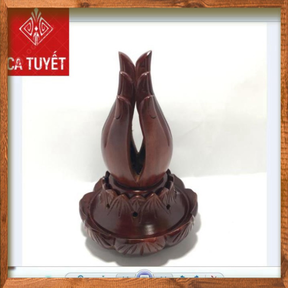 LƯ ĐỐT TRẦM HƯƠNG BÀN TAY PHẬT BẰNG GỖ HƯƠNG SIZE VỪA - ẢNH THẬT