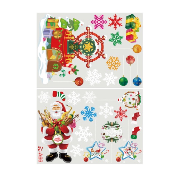 Decal dán tường Noel Hít Tĩnh Điện không Dơ Kính - Ông già noel ôm quà bên đu quay