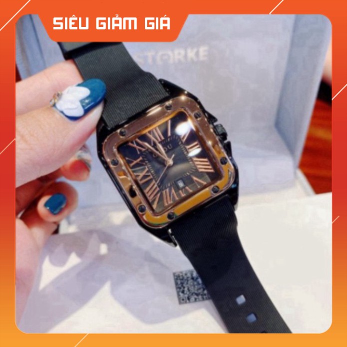 Đồng hồ guou nữ mặt vuông dây silicon, bảo hành 12 tháng, tặng box-donghoxinhshop