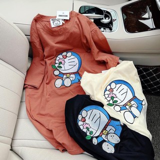Áo Thun Nữ,Áo Phông Nữ Đoraemon Cotton Full Túi Zip
