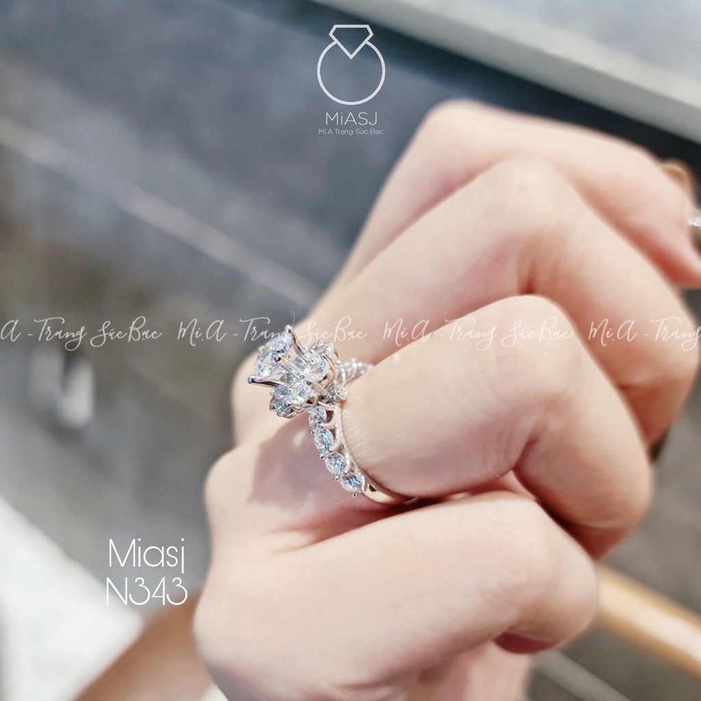Nhẫn nữ bạc Ý S925 nạm đá xoàng 2 tầng cao cấp MiASJ N343 sang trọng