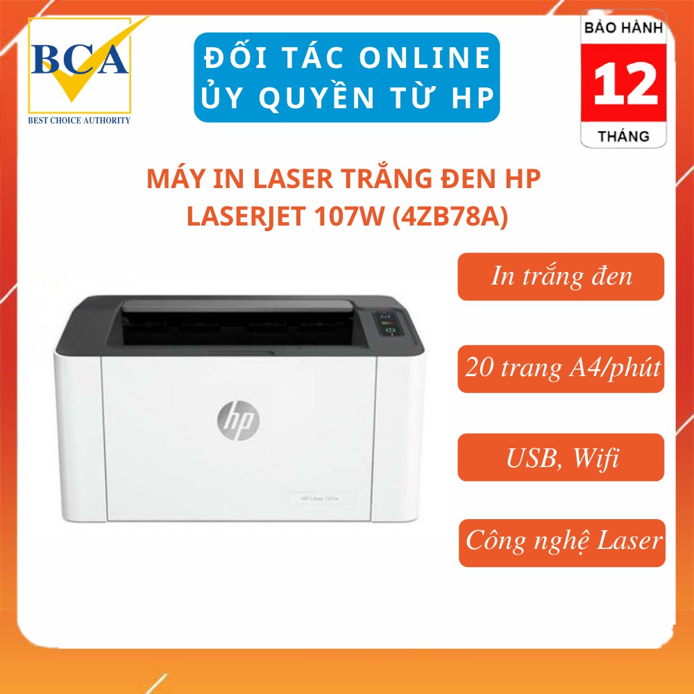 Máy in Laser trắng đen A4 HP Laserjet 107w _ 4ZB78A in đơn năng wifi