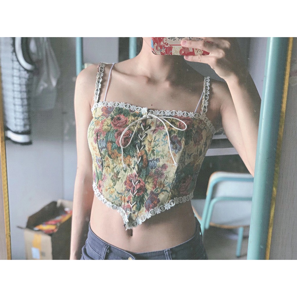 [Sẵn Hàng]♥️Set Áo Corset Victorian+Đầm,Váy Trắng(ảnh thật)Size S-&gt;XL Hoa Tiết Cổ Điển Vintage