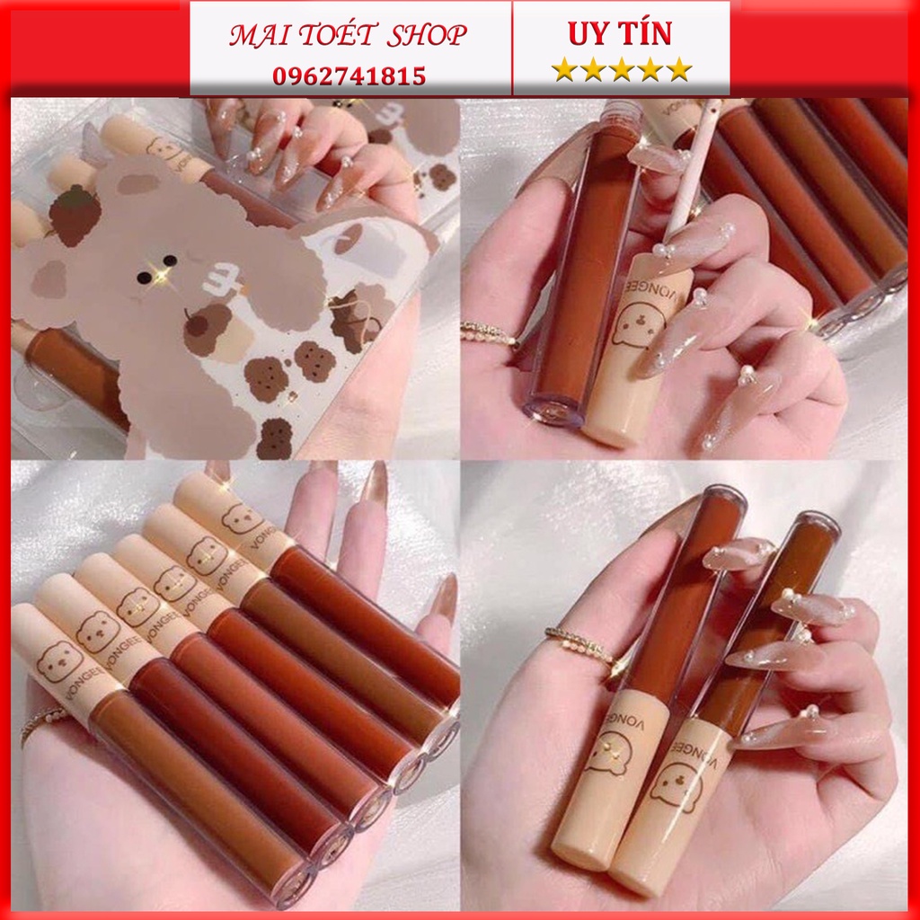 [New] Set Son Vongee 4 Cây- Set Son Đỏ Vongee Cải Tiến - Set Son 4 Cây Kem Lì