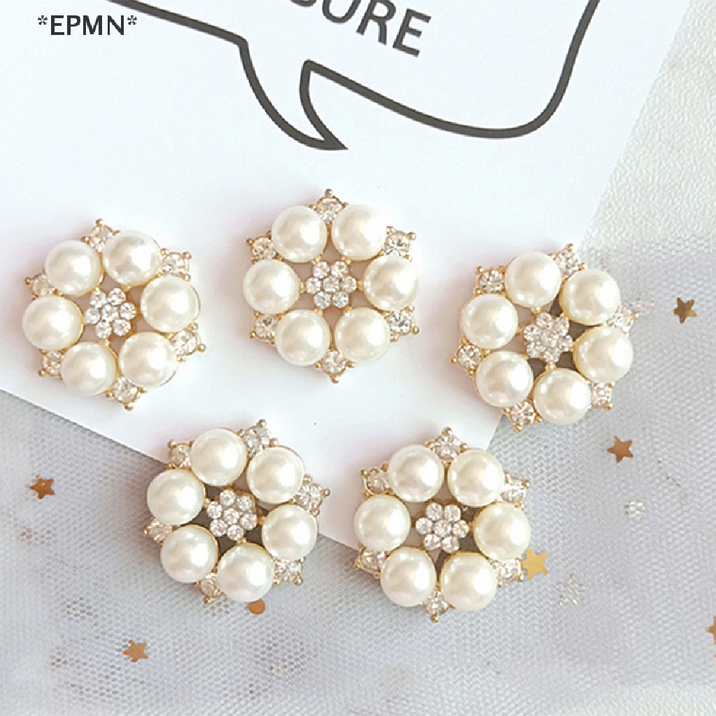 Set 10 Nút Hoa Đính Đá / Ngọc Trai Trang Trí Đám Cưới Diy