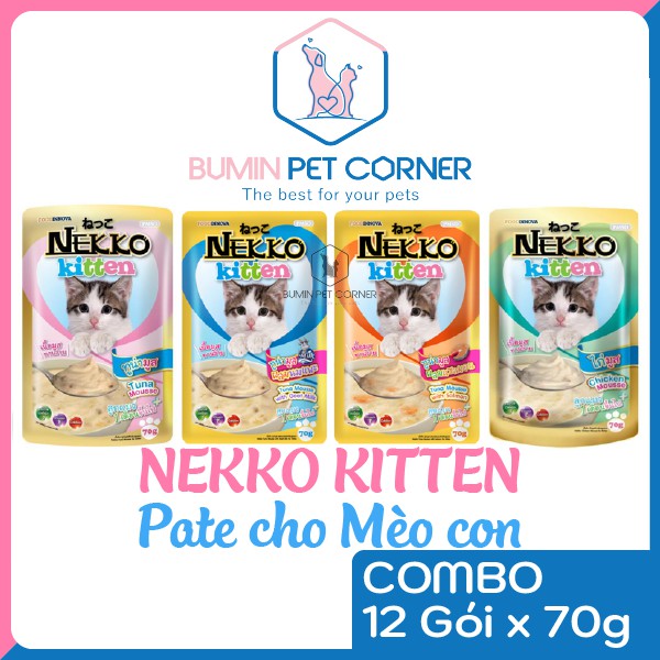 COMBO 12 gói Pate cho Mèo con Nekko Kitten gói 70gr