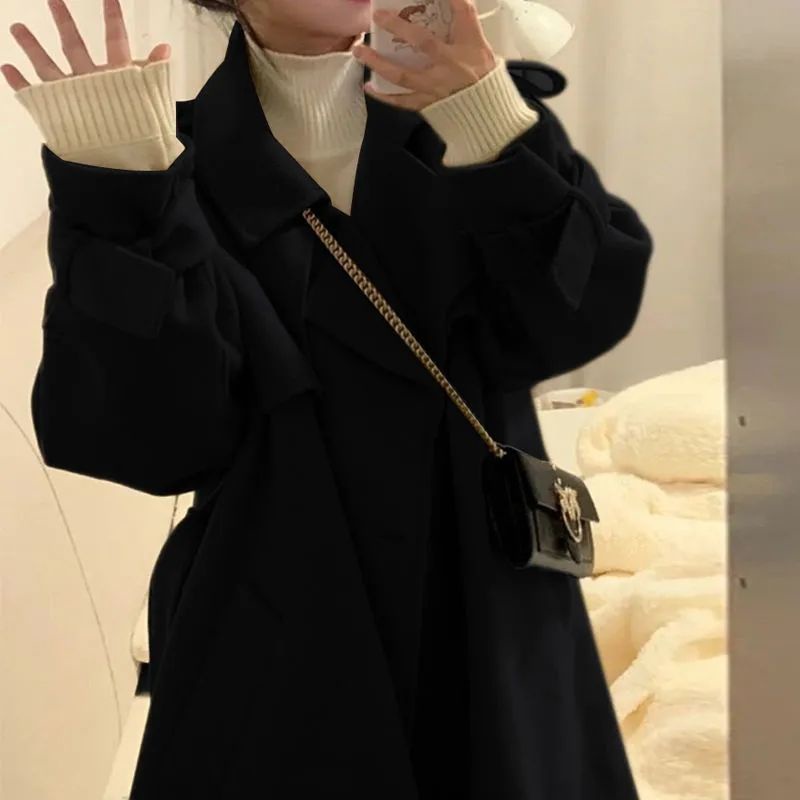 Áo Khoác Dạ Dáng Dài Nữ Phong Cách Retro ❤️