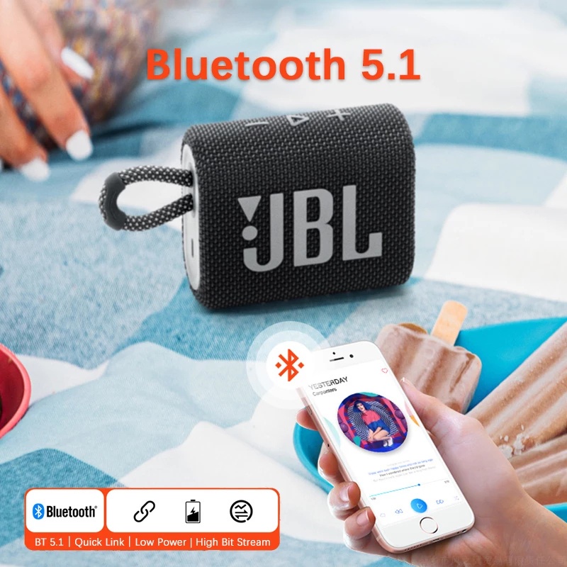 Loa bluetooth mini, loa JBL Go 3 Bass siêu hay nhỏ gọn Fullbox new 100%, Chống nước tiêu chuẩn IPX7 + Bảo hành 6 tháng