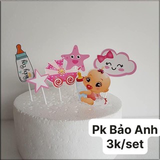 Set giấy em bé bình sữa trang trí bánh kem