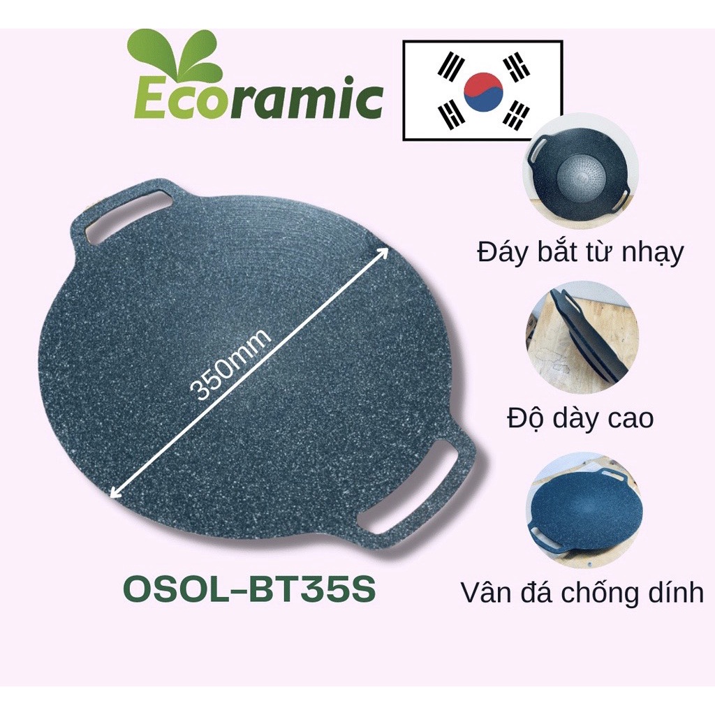 Chảo đá nướng cao cấp Hàn Quốc Ecoramic (36cm) - dùng được bếp từ