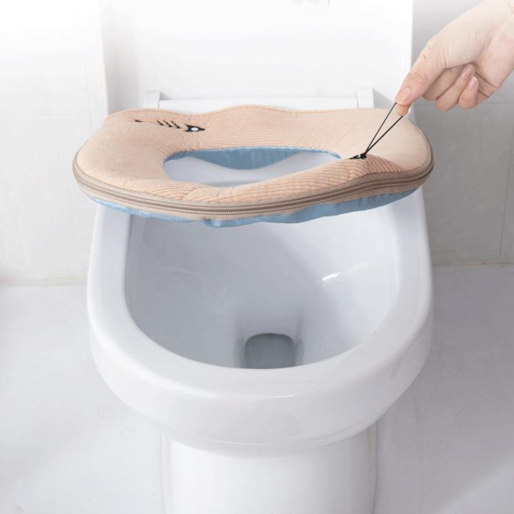 Đệm lót bồn cầu nhà vệ sinh không thấm nước vải nhung mềm mịn và da chất lượng cao