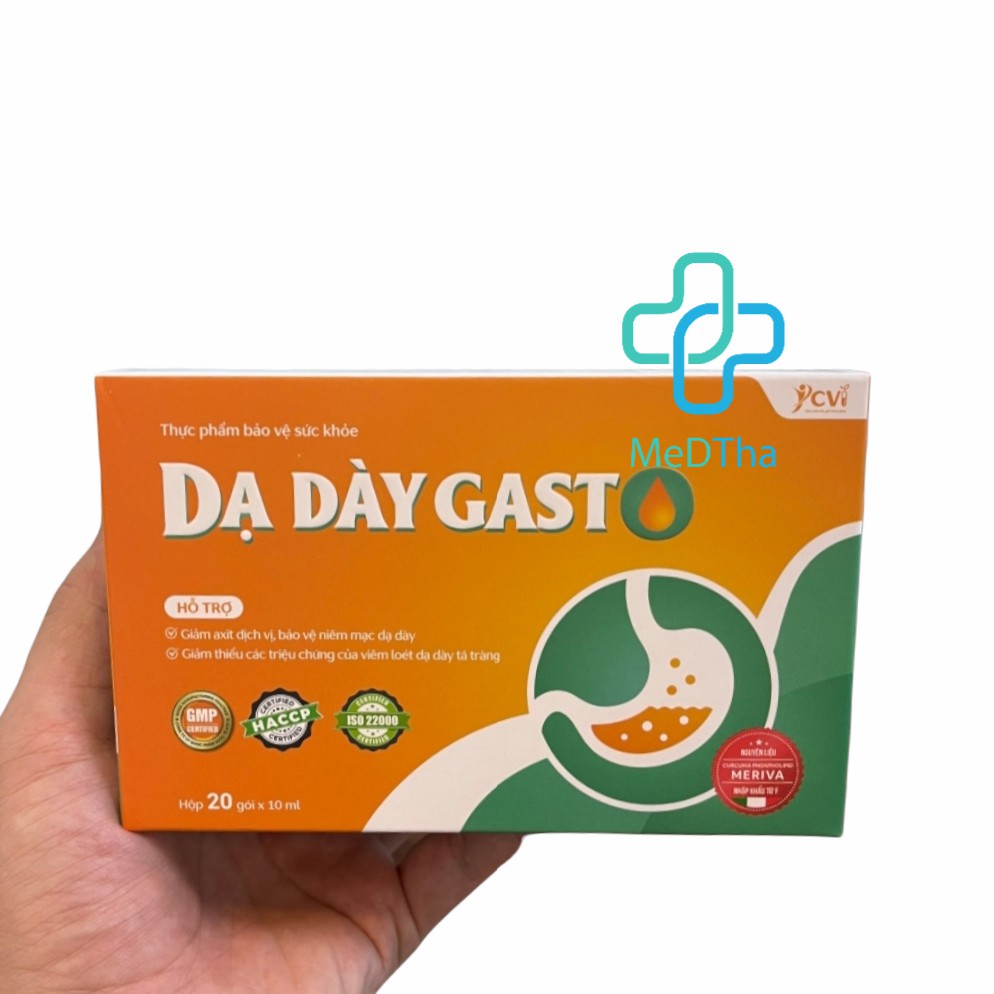 Dạ dày Gasto - Hỗ trợ giảm acid dịch vị, bảo vệ niêm mạc dạ dày Dược CVI (Hộp 20 gói túi xé) [Chính hãng]