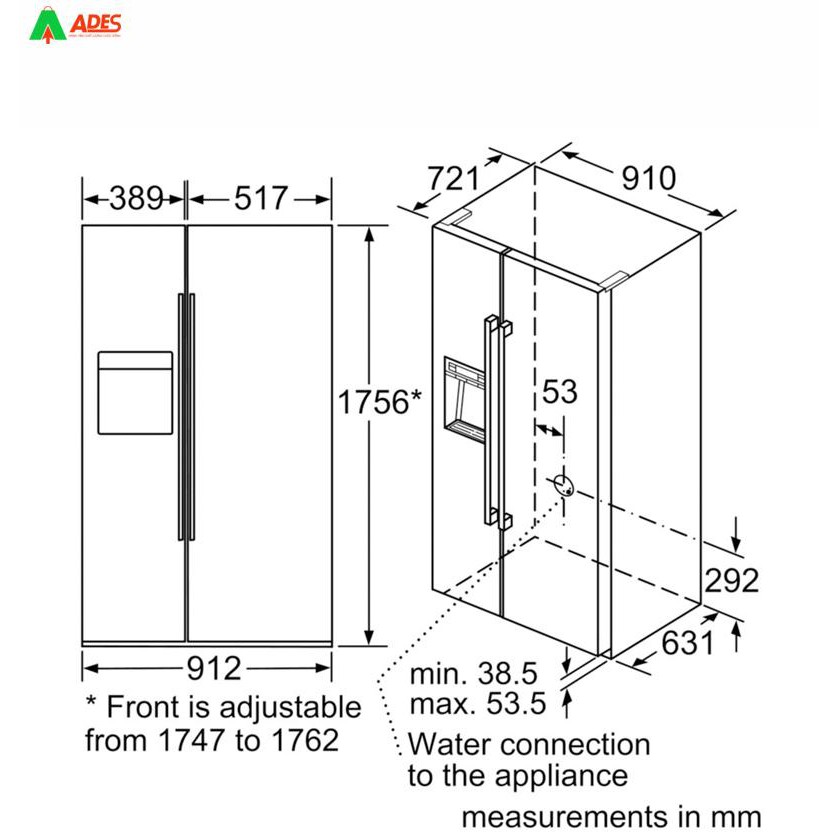 🇩🇪 TỦ LẠNH BOSCH KAD92SB30 636L Side by side Serie 8 đời mới nhất