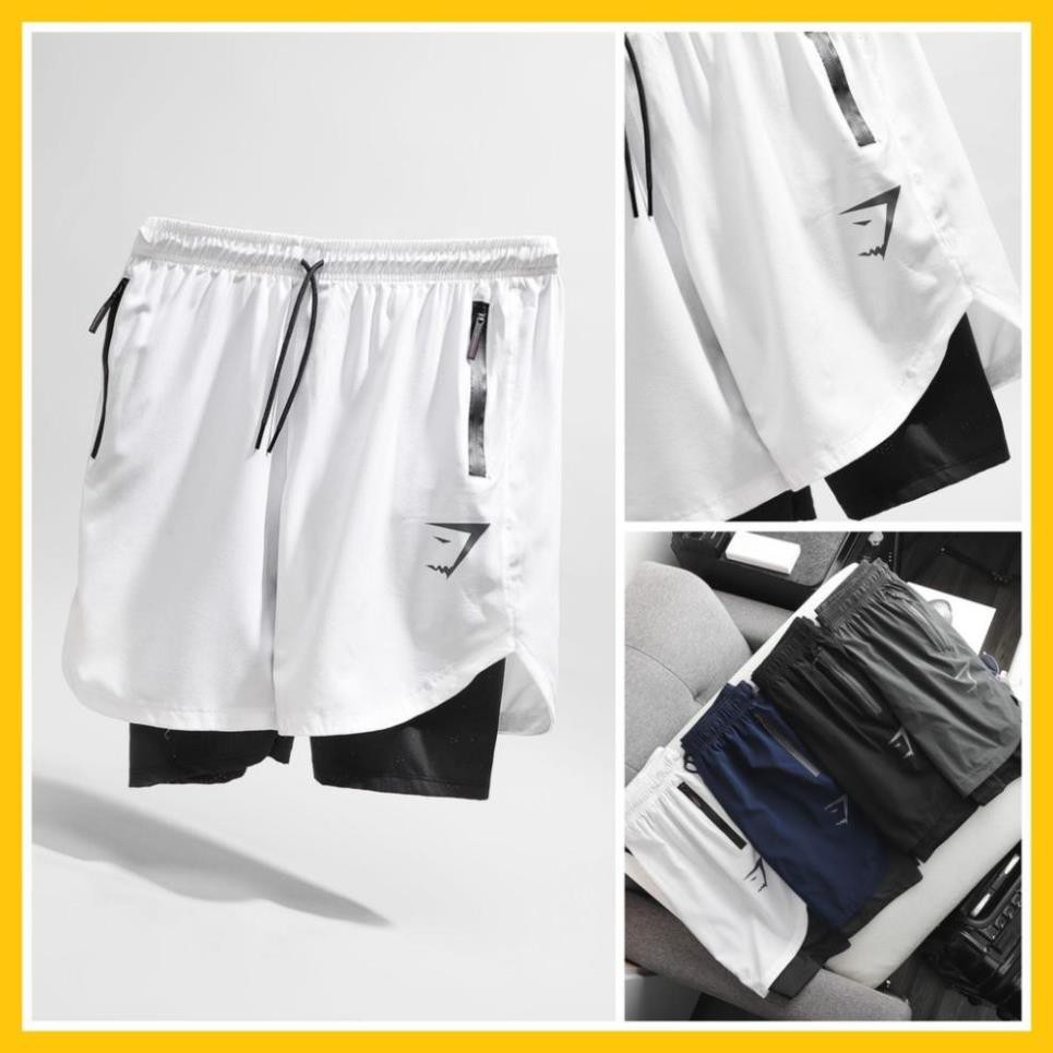 Quần Short Thể Thao Nam Vải Dù Hai Lớp Cho GYMMER