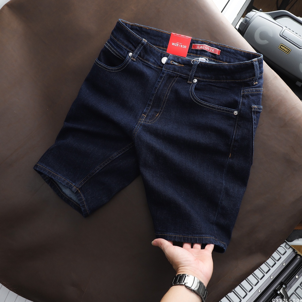 Quần short jean LCT, quần lửng jean nam form slim fit tôn dáng LC004