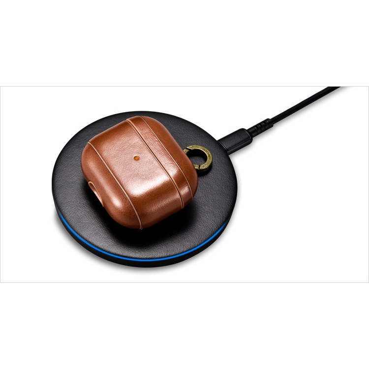 Vỏ bảo vệ hộp sạc tai nghe bằng da phong cách vintage thích hợp cho Airpods 3 airpod pro 1 2