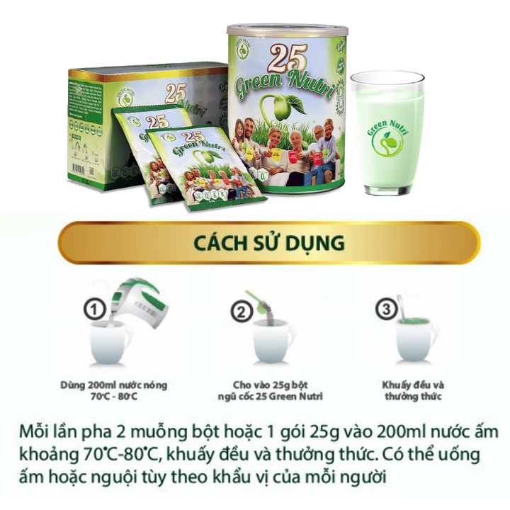 25 Green Nutri - Sữa Hạt Ngũ Cốc Chính Hãng 750gr (Dạng Lon)