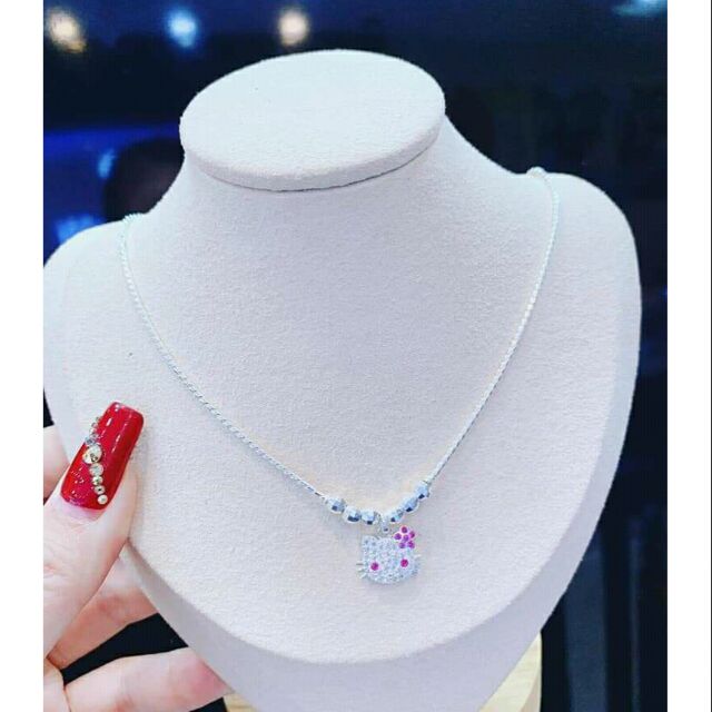 Dây chuyền bạc kèm mặt hello kitty loại dày cho bé-DM110