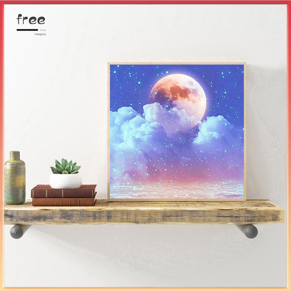 Tranh đính đá hình mặt trăng độc đáo 30x30cm DIY